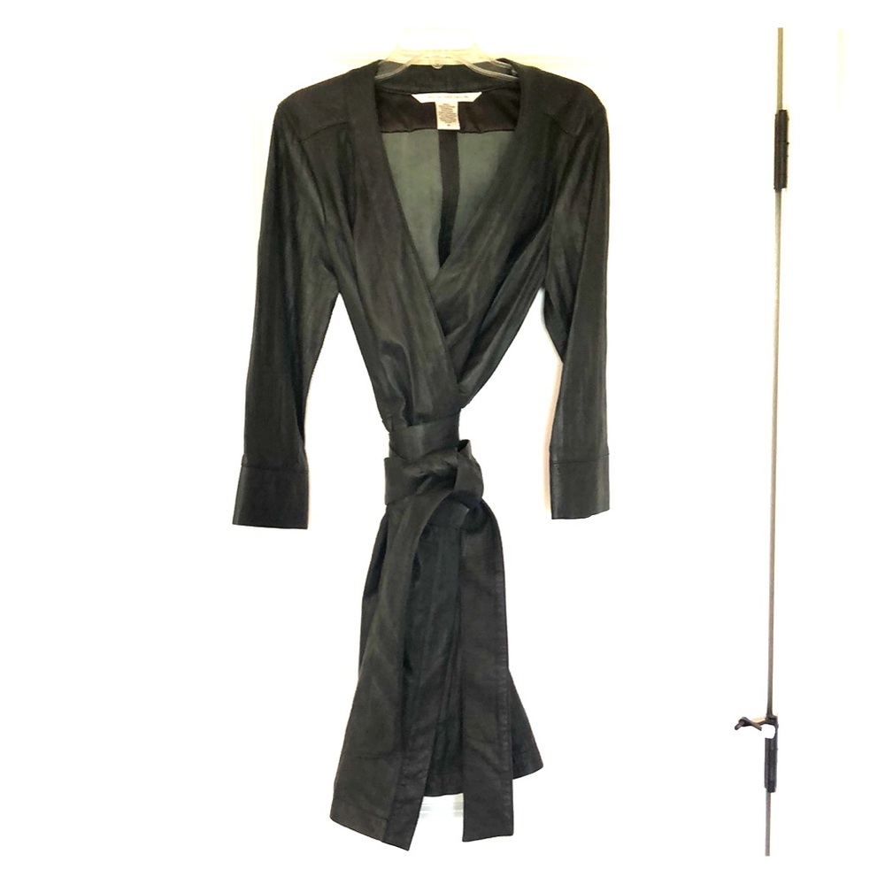 DVF Havita Leather Wrap Dress size 8